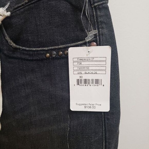 Free People Black Denim Mini Skirt Womens 30 - Picture 12 of 12